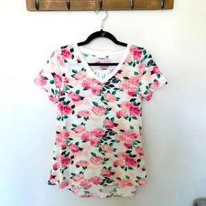 Lularoe Christy T XS white pink green floral